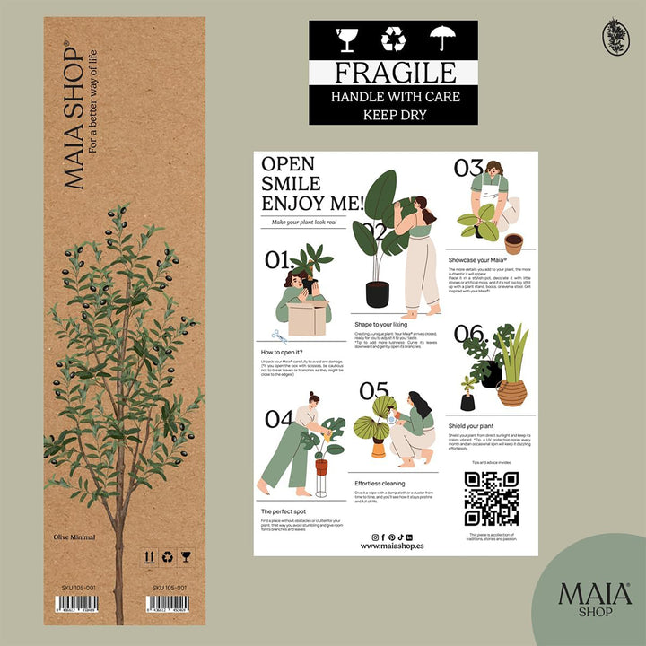 Maia Shop Olive Tree 7 Foot Faux Plant, Fake Silk Tree with Realistic Leaves - VMInnovations