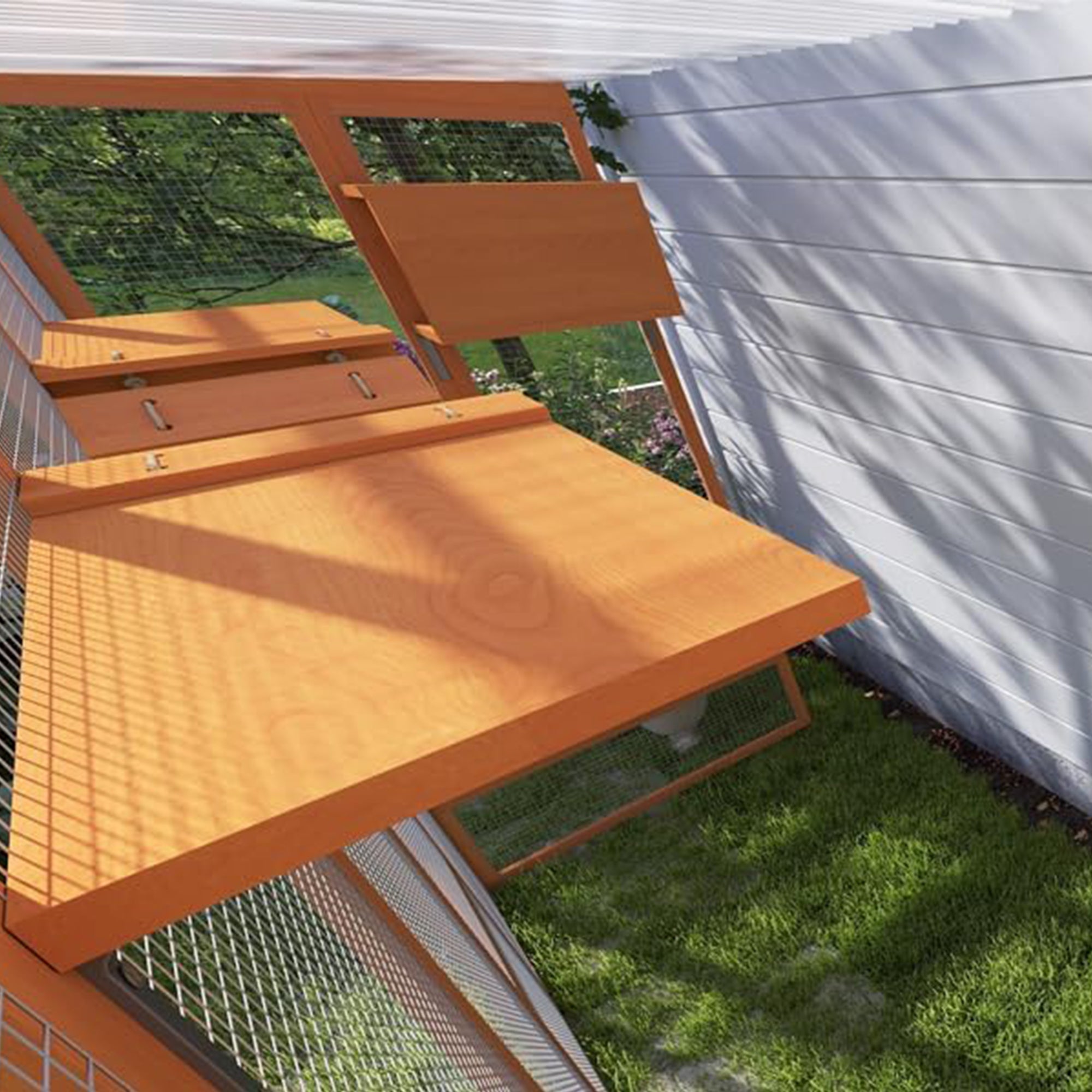 COZIWOW Outdoor Cat Catio w/ Window Access, Weatherproof Wood Enclosure, Orange - VMInnovations