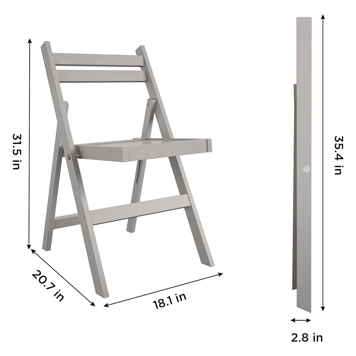 Cosco 2-Pack XL Folding Chairs, Slat Back, Indoor Dining or Extra Seating, Gray - VMInnovations