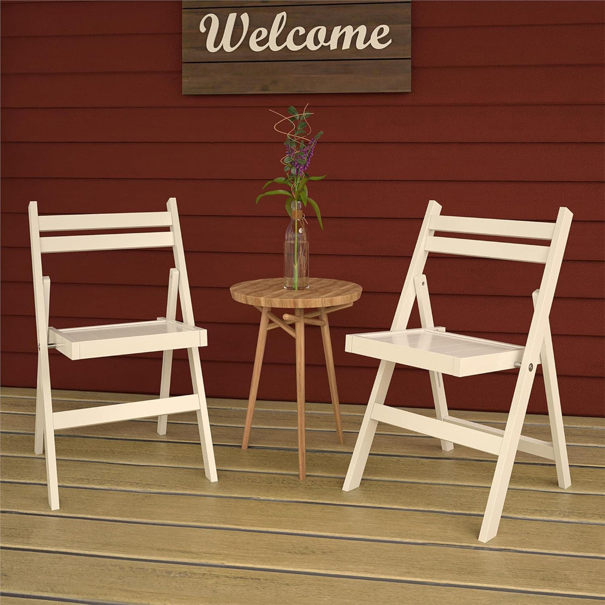 Cosco 2-Pack XL Folding Chairs, Slat Back, Indoor Dining or Extra Seating, White - VMInnovations