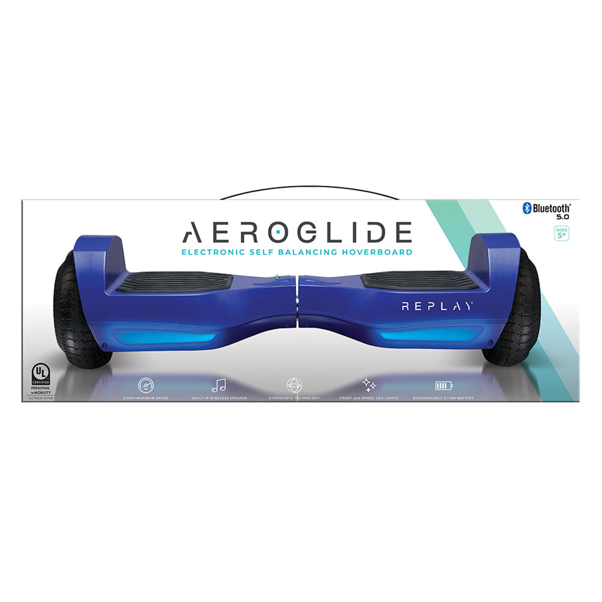 Replay Aeroglide Electric LED Hoverboard Scooter with Wireless Speaker, Blue - VMInnovations