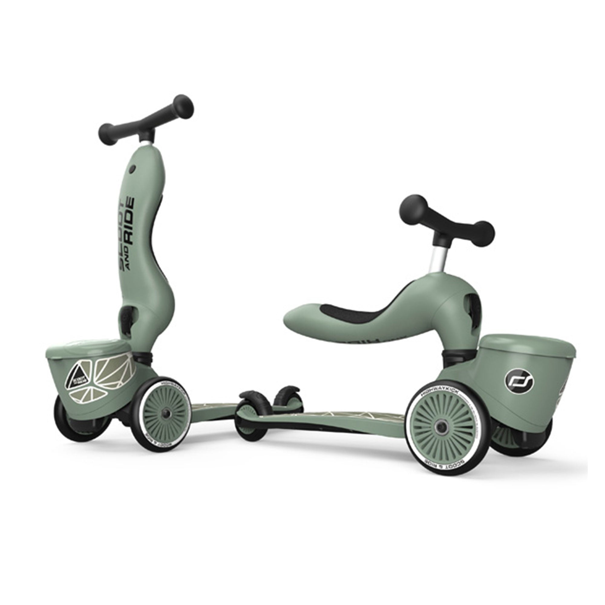 Scoot & Ride 2-in-1 Kids Scooter with Basket, Highwaykick 1 Lifestyle, Green - VMInnovations