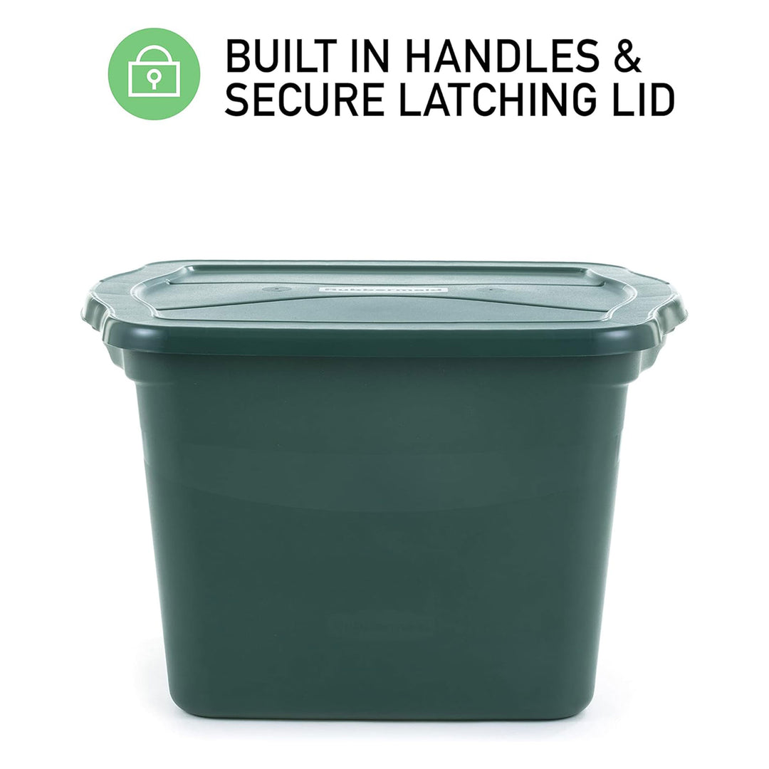 Rubbermaid 6 Pack Plastic Storage Bins & Lids, 18 Gallon Tote Container, Green - VMInnovations