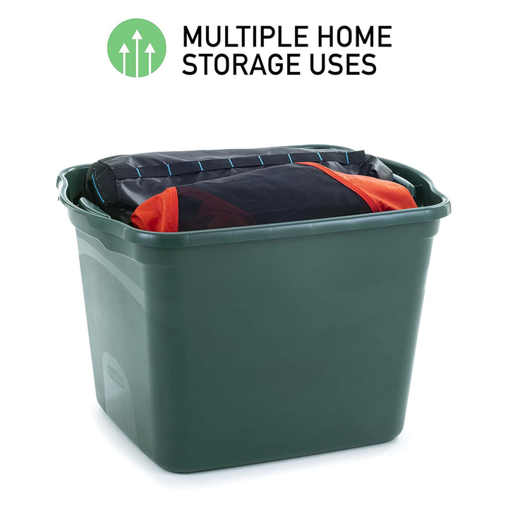 Rubbermaid 6 Pack Plastic Storage Bins & Lids, 18 Gallon Tote Container, Green - VMInnovations