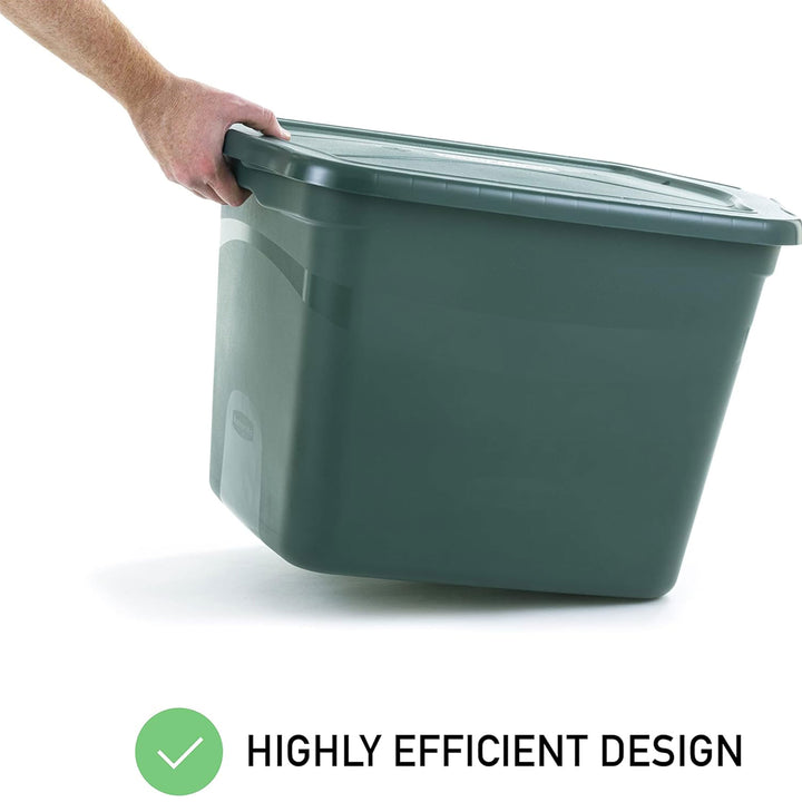 Rubbermaid 6 Pack Plastic Storage Bins & Lids, 18 Gallon Tote Container, Green - VMInnovations