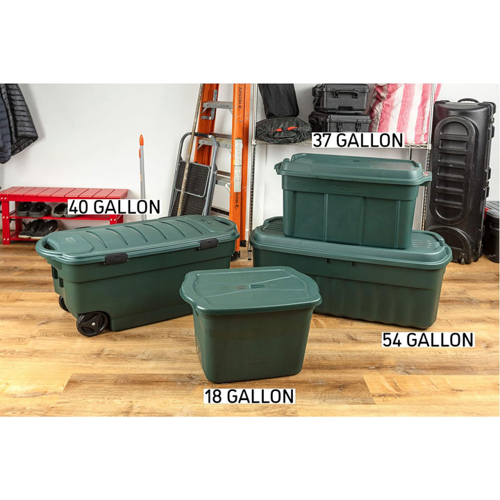 Rubbermaid 6 Pack Plastic Storage Bins & Lids, 18 Gallon Tote Container, Green - VMInnovations