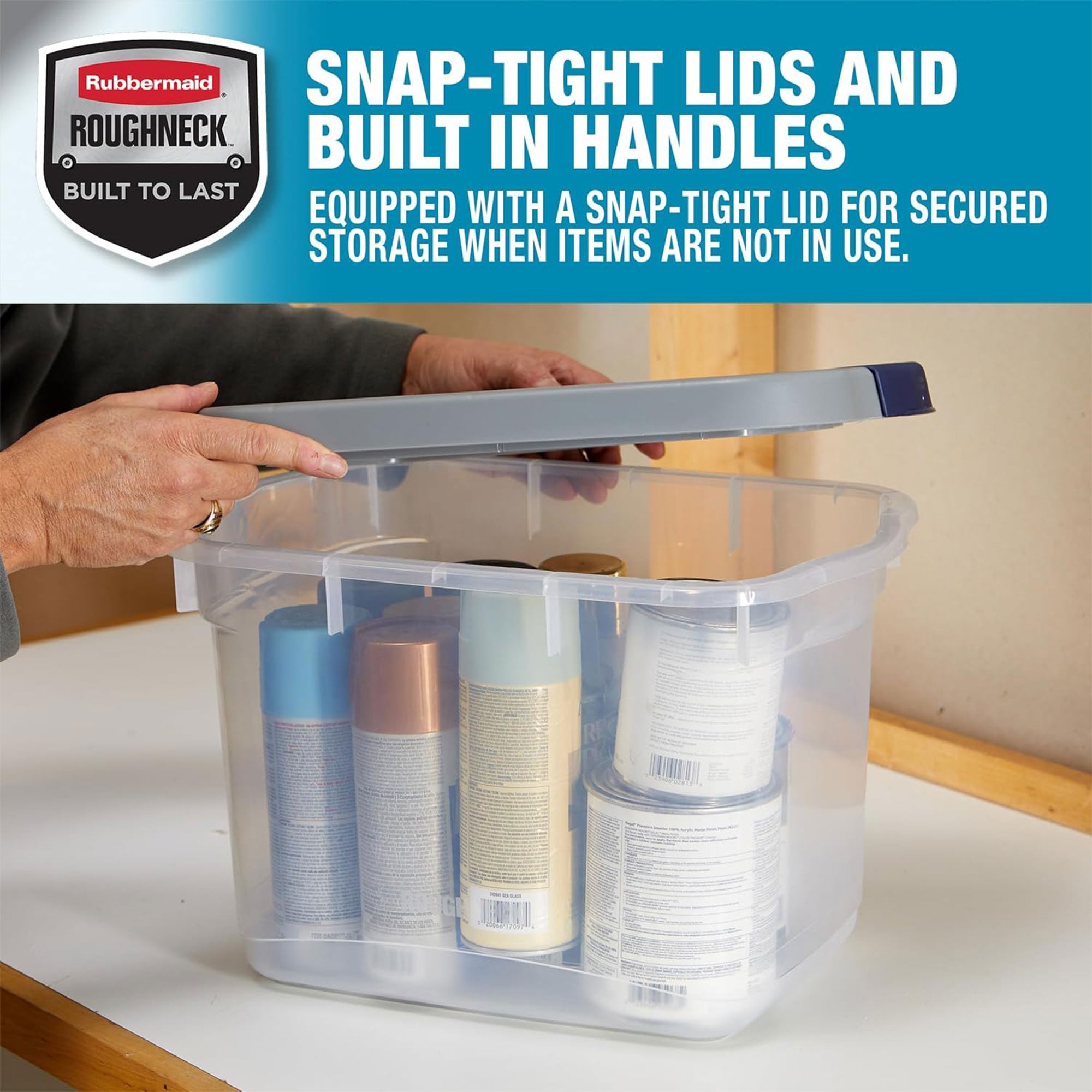 Rubbermaid 6 Pack Roughneck Clear Storage Containers, Stackable Totes, 19 Quart - VMInnovations