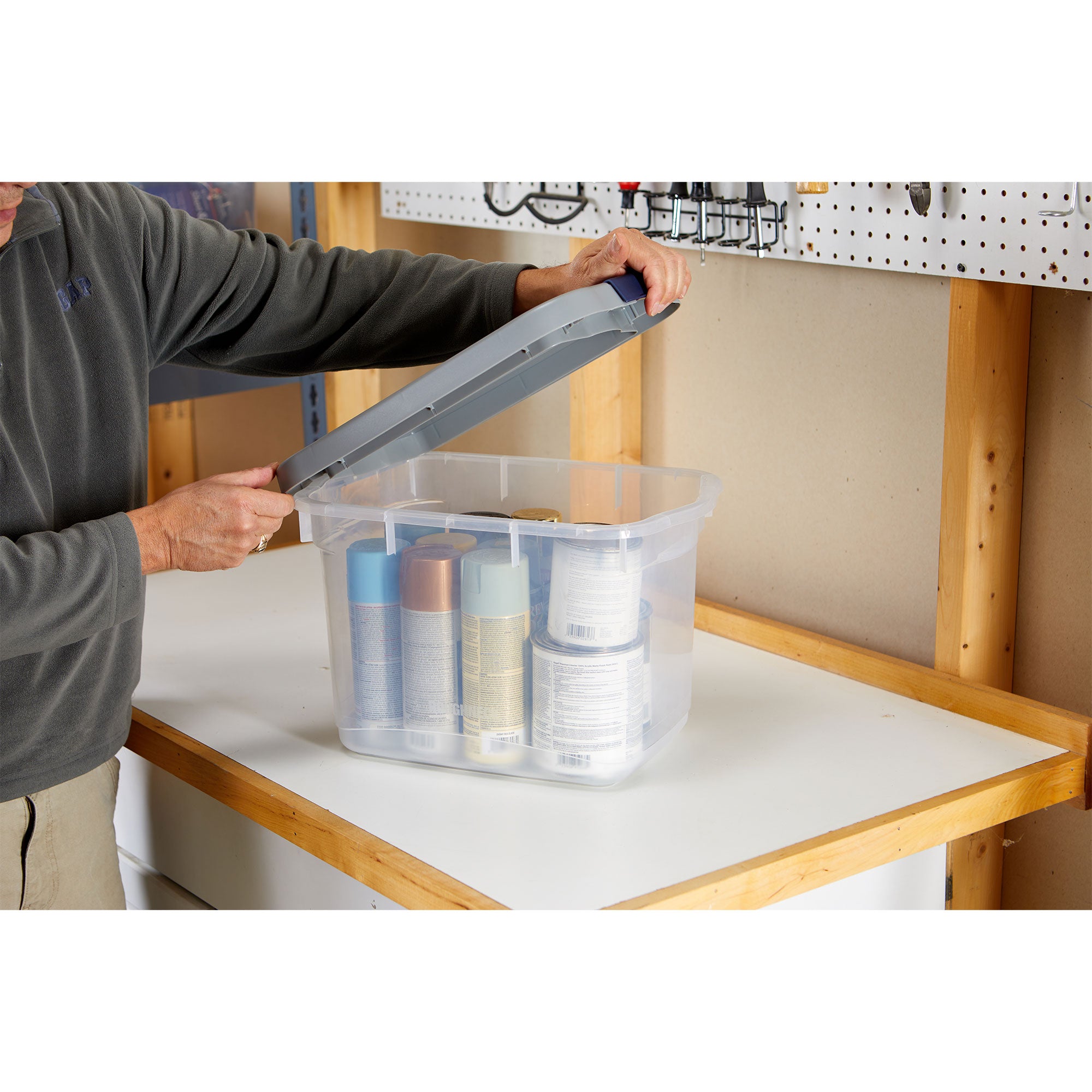 Rubbermaid 6pk Roughneck Clear Storage Containers, Stackable Totes, 19 Qt (Used) - VMInnovations