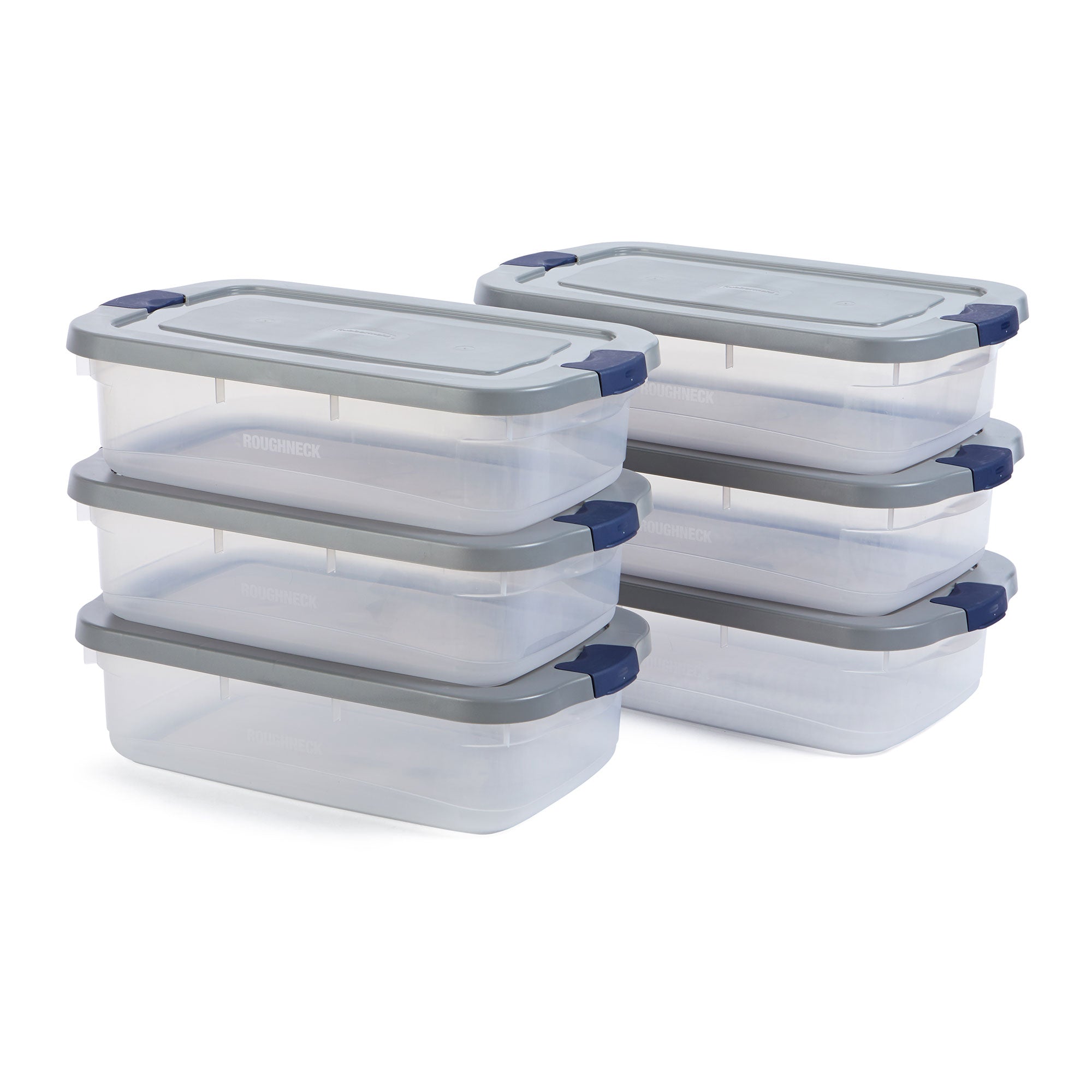 Rubbermaid 6 Pack Roughneck Clear Storage Containers, Stackable Totes, 31 Quart - VMInnovations