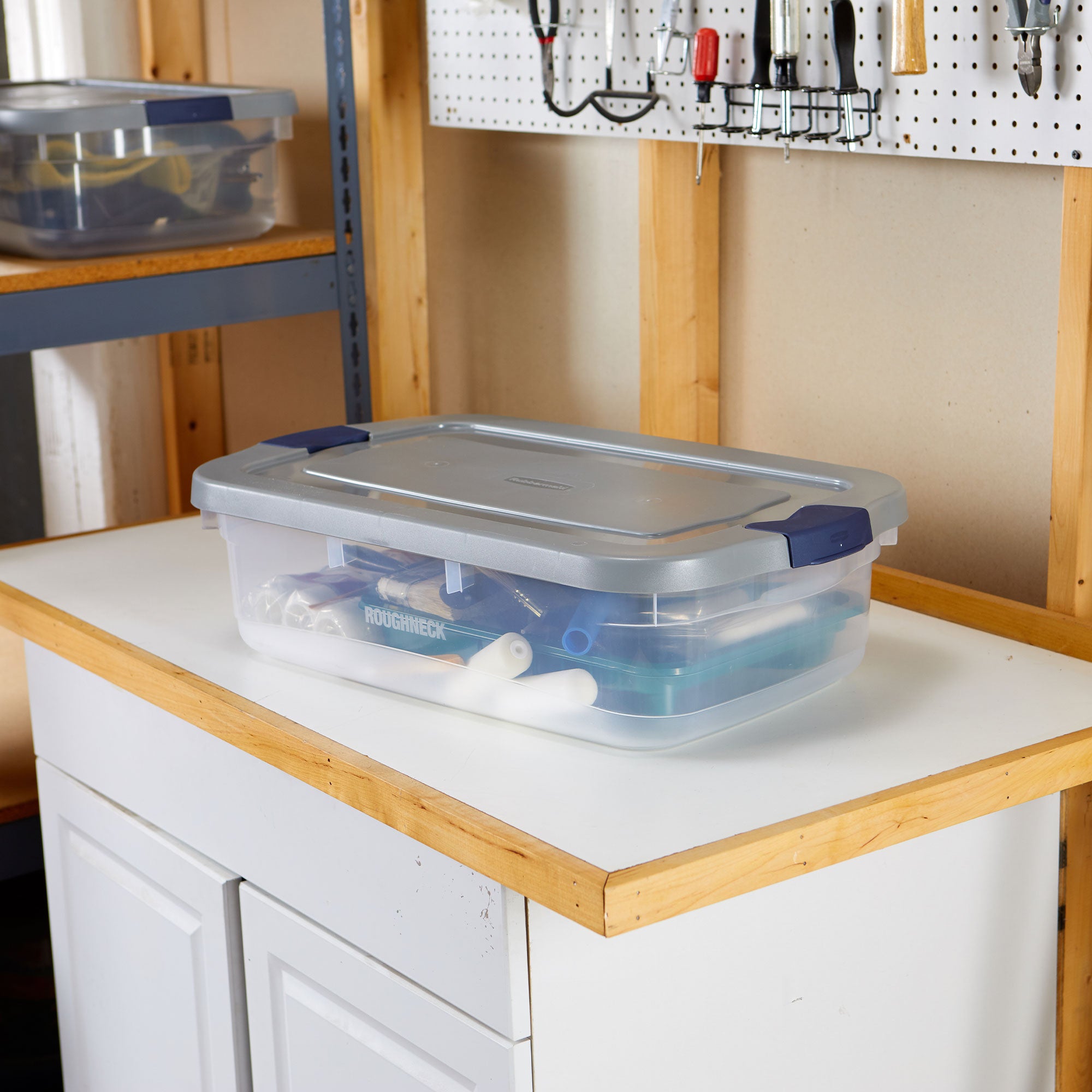 Rubbermaid 6pk Roughneck Storage Containers, Stackable Totes, 31Qt (Open Box) - VMInnovations