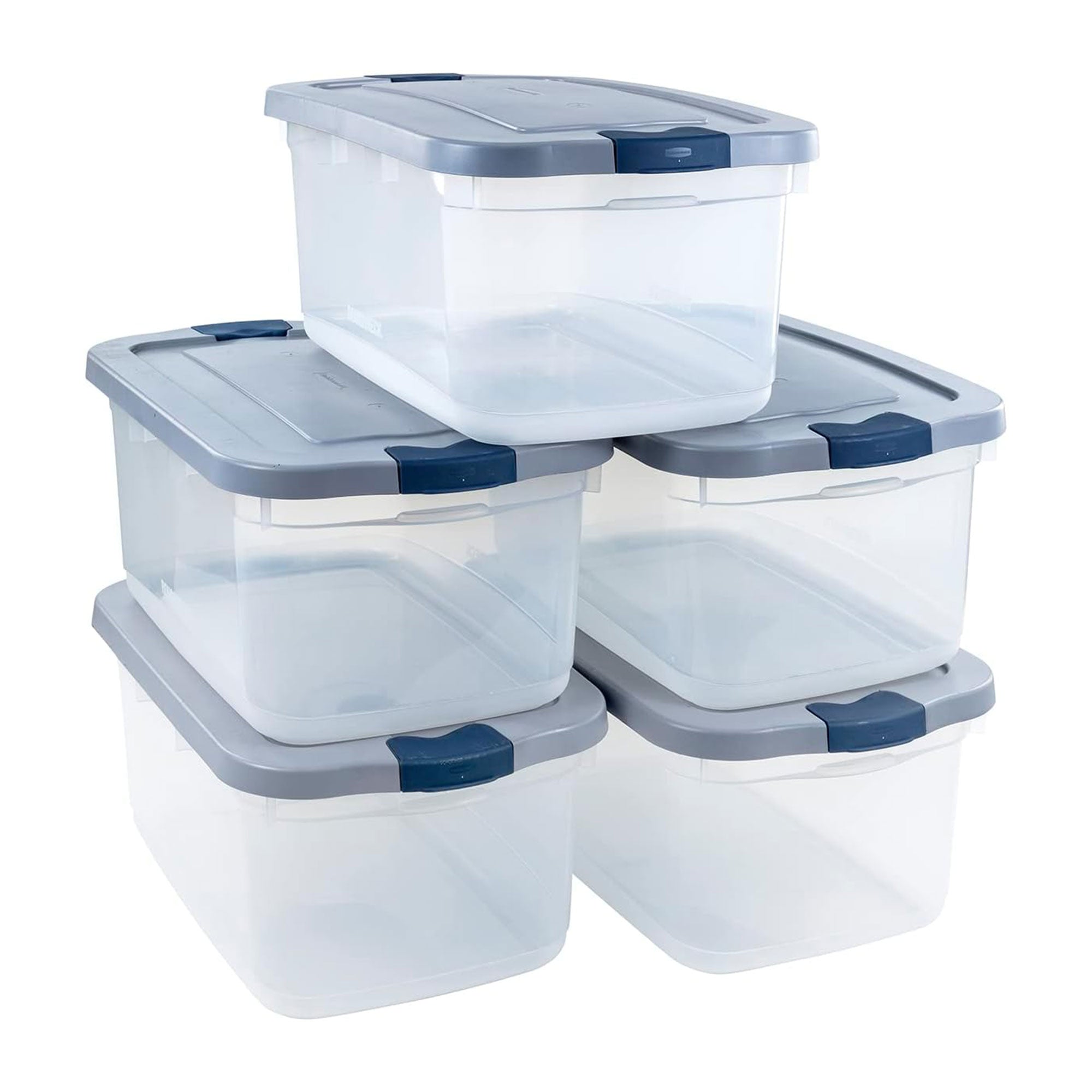 Rubbermaid 5 Pack Roughneck Clear Storage Containers, Stackable Totes, 50 Quart - VMInnovations