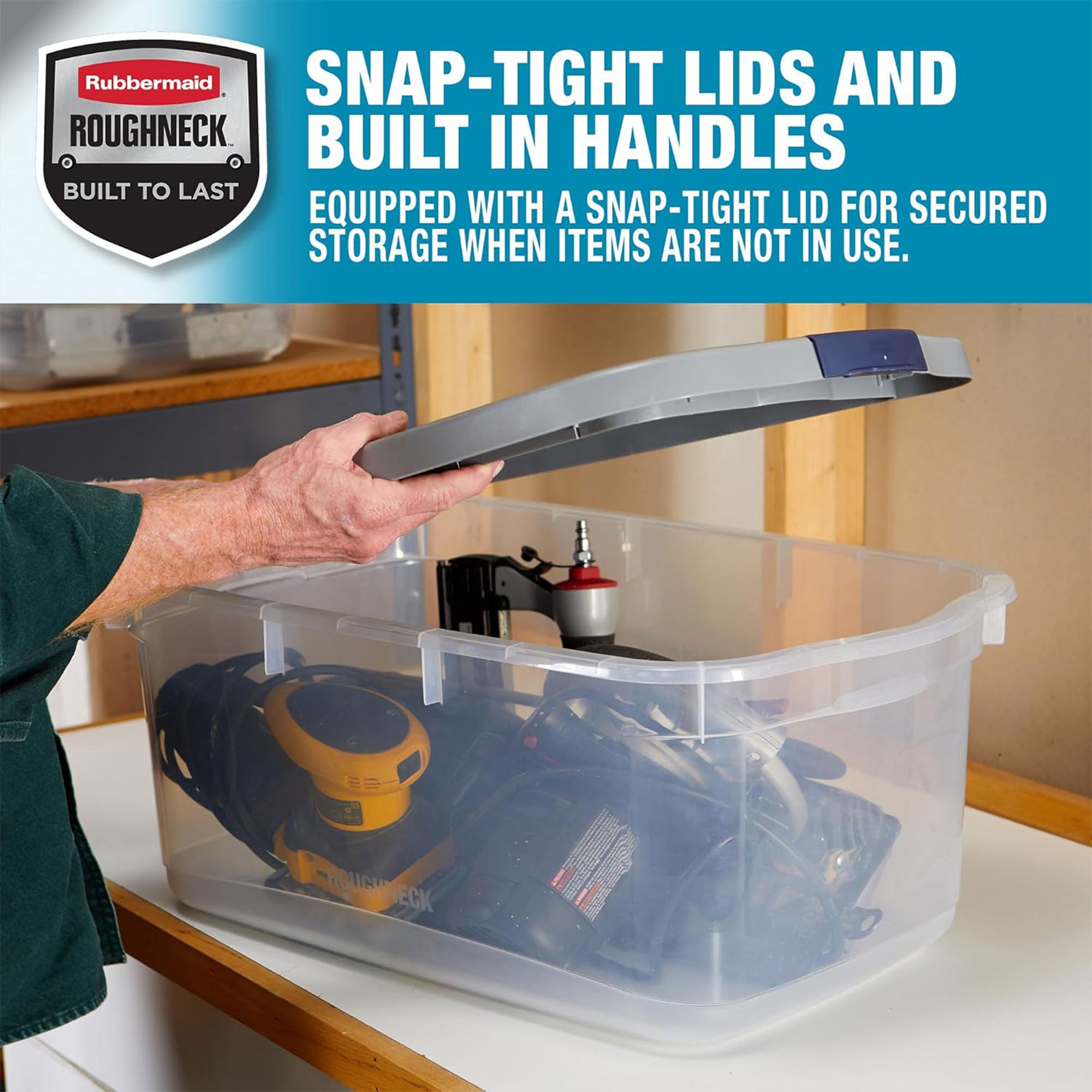 Rubbermaid 5 Pack Roughneck Clear Storage Containers, Stackable Totes, 50 Quart - VMInnovations