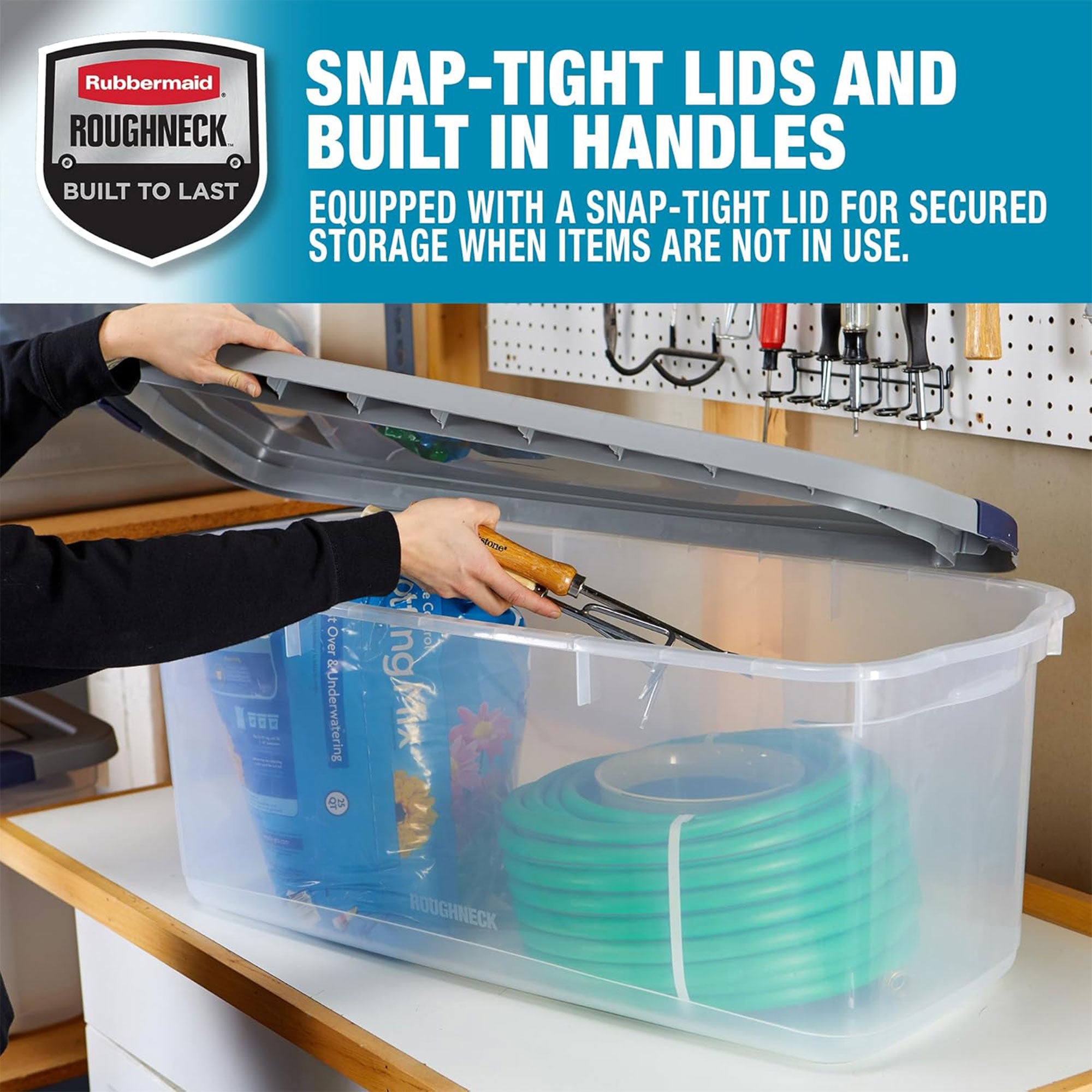 Rubbermaid 4pk Clear Storage Containers, Stackable Totes, 95qt (Open Box) - VMInnovations