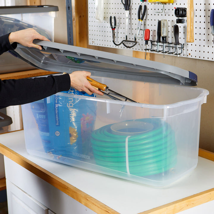 Rubbermaid 4 Pack Roughneck Clear Storage Containers, Stackable Totes, 95 Quart - VMInnovations
