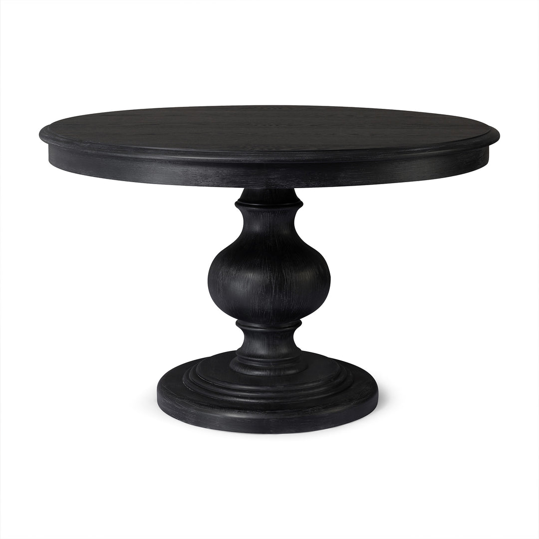 Zola Classical Round Wooden Dining Table in Antiqued Black Finish - VMInnovations