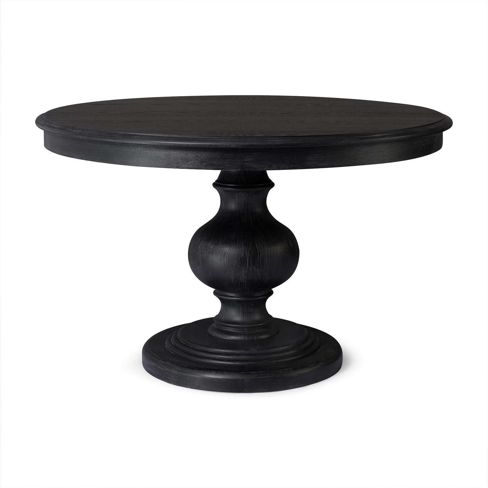 Zola Classical Round Wooden Dining Table in Antiqued Black Finish - VMInnovations