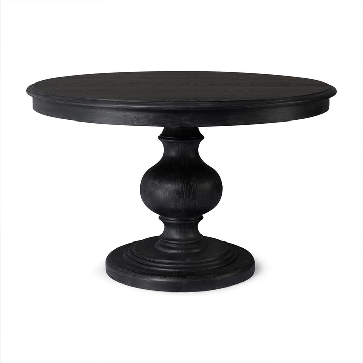 Zola Classical Round Wooden Dining Table in Antiqued Black Finish - VMInnovations
