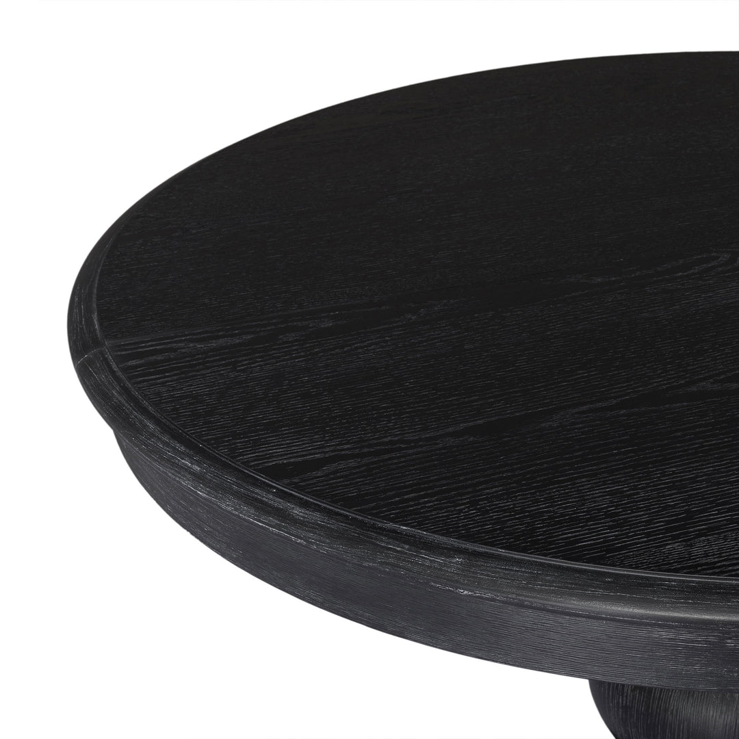 Zola Classical Round Wooden Dining Table in Antiqued Black Finish - VMInnovations
