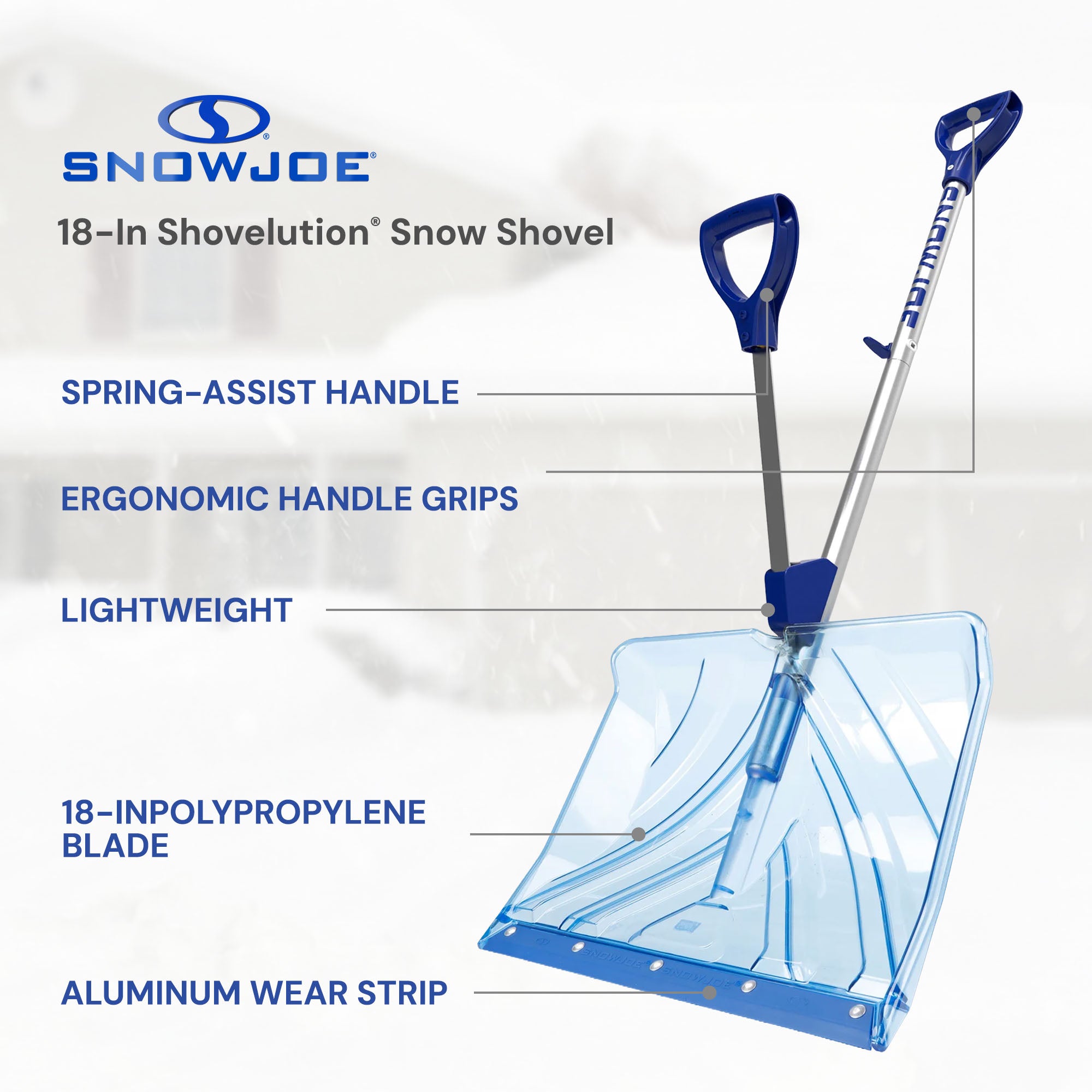 Snow Joe Shovelution Snow Shovel with 18" Shovel Blade and Handle, SJ-SHLV02