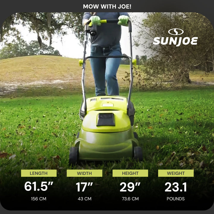 Sun Joe 14" Electric Cordless Lawn Mower with 10.6 Gal Grass Catcher, MJ401C-XR - VMInnovations