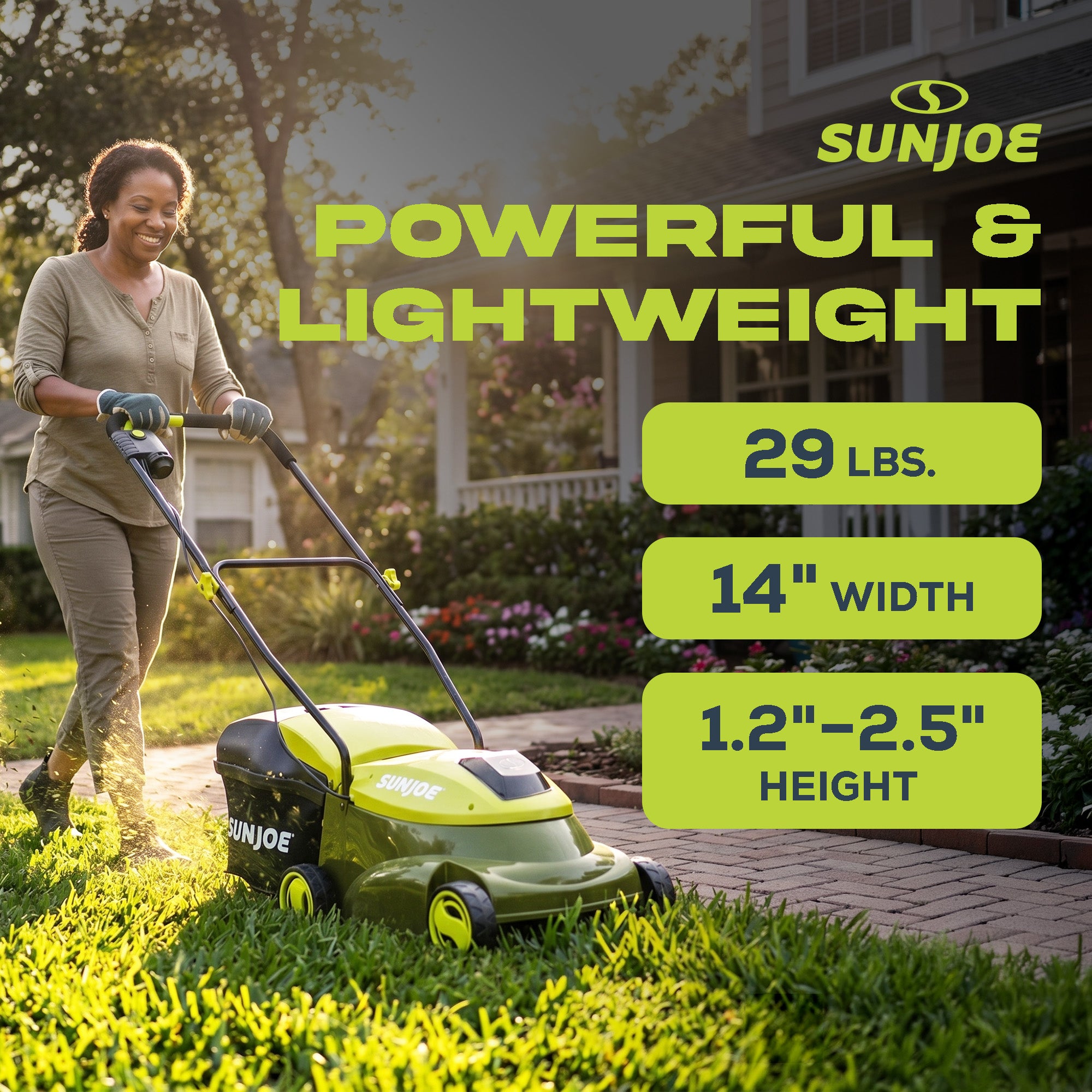 Sun Joe 14" Electric Cordless Lawn Mower w/ Detachable Grass Catcher, MJ401C-PRO - VMInnovations