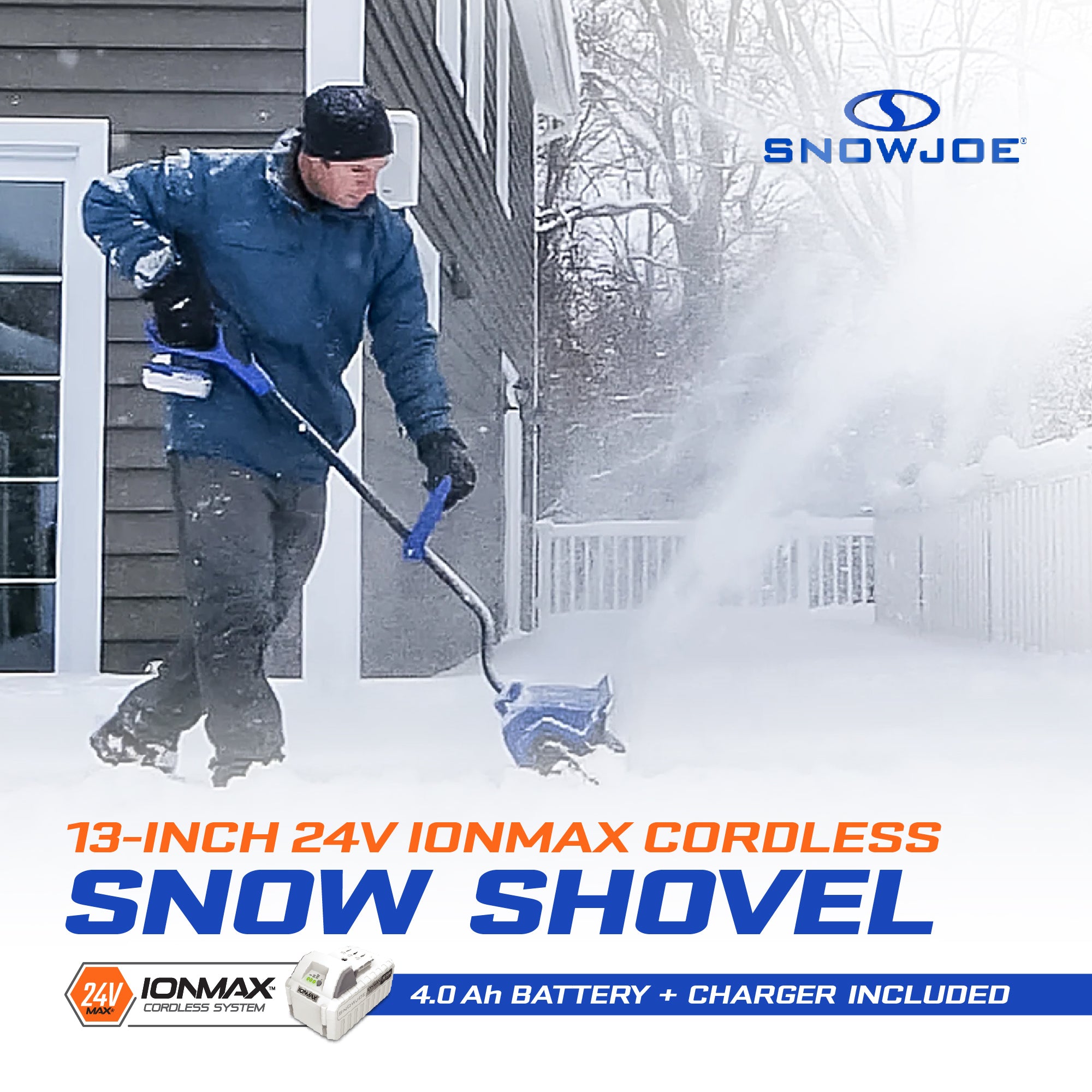 Snow Joe IONMAX 24V Cordless Battery-Power Snow Shovel Bundle, 13", 24V-SS13-TV1