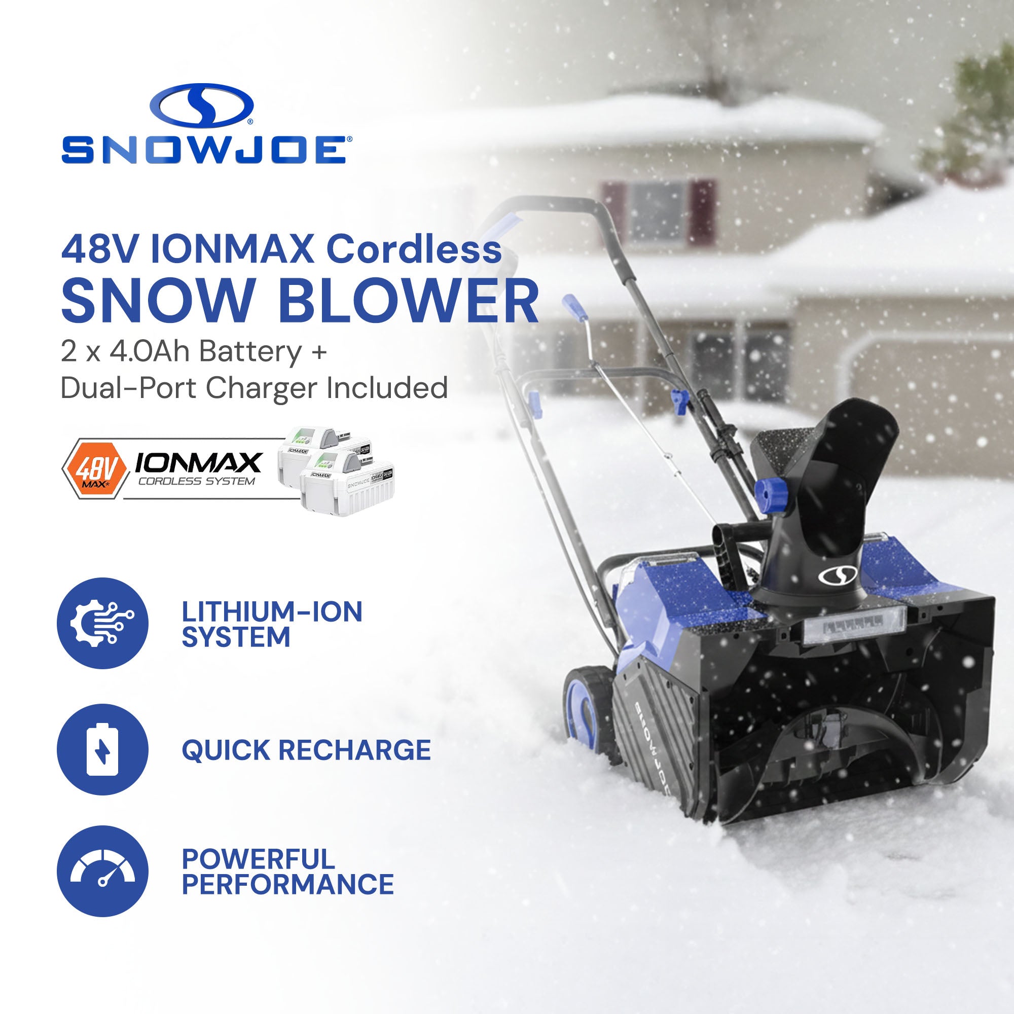 Snow Joe Snow Blower IONMAX, Cordless Electric Kit w/ LED Light, 24V-X2-SB18-TV1