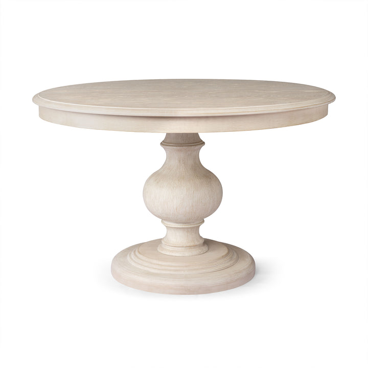 Zola Classical Round Wooden Dining Table in Antiqued White Finish - VMInnovations