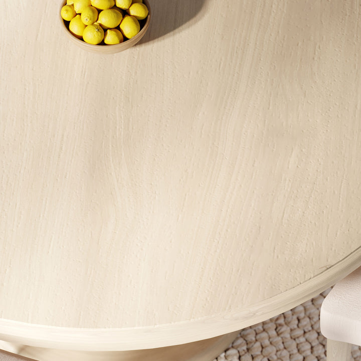 Zola Classical Round Wooden Dining Table in Antiqued White Finish - VMInnovations