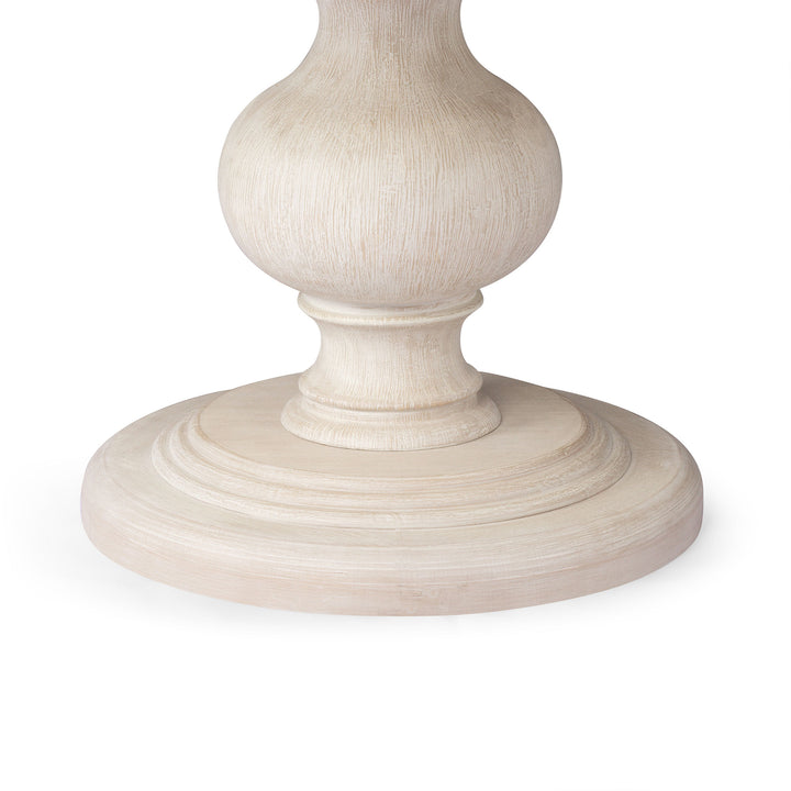 Zola Classical Round Wooden Dining Table in Antiqued White Finish - VMInnovations