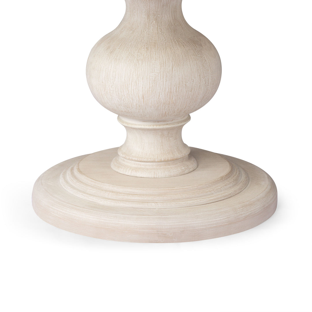 Zola Classical Round Wooden Dining Table in Antiqued White Finish - VMInnovations
