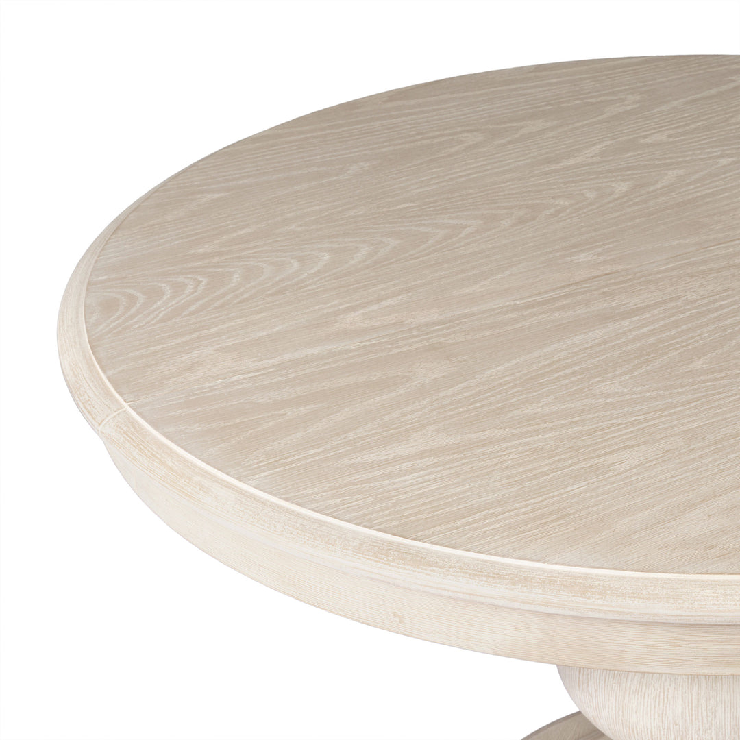 Zola Classical Round Wooden Dining Table in Antiqued White Finish - VMInnovations