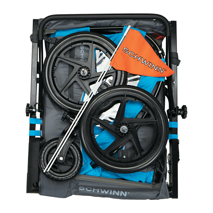 Schwinn Convoy 2-Seat Bike Trailer & Stroller Combo with Harness & Canopy, Blue - VMInnovations