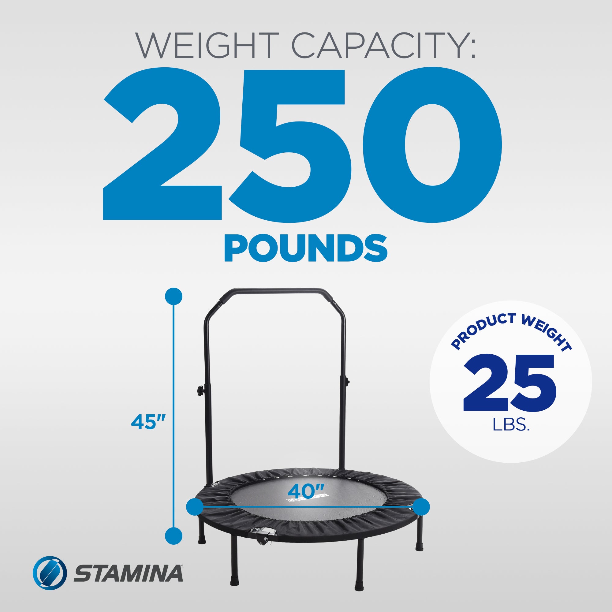 Stamina inMotion 40" Round Fitness Trampoline w/ Adjustable Handlebars(Open Box) - VMInnovations