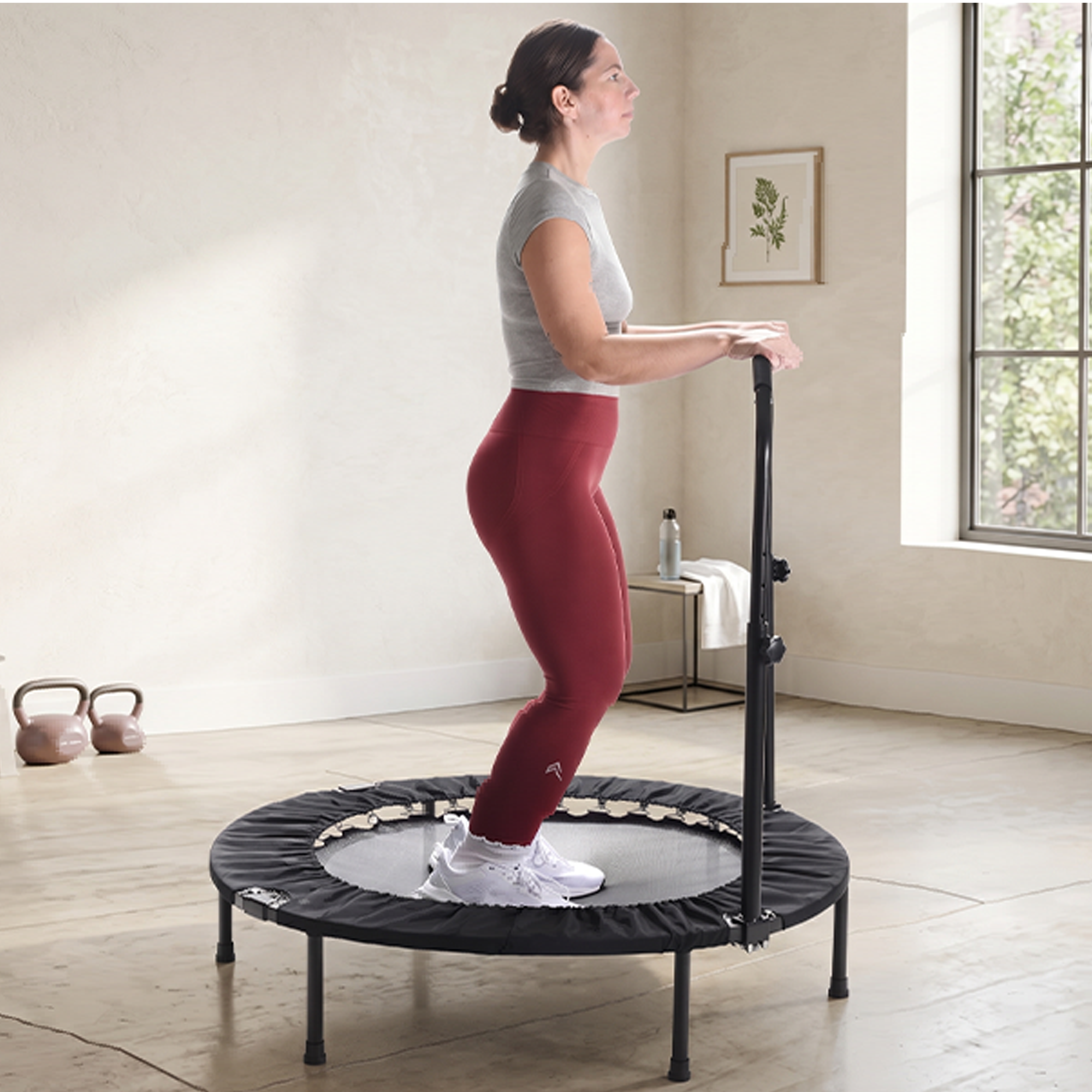 Stamina inMotion 40" Round Fitness Trampoline w/ Adjustable Handlebars(Open Box) - VMInnovations