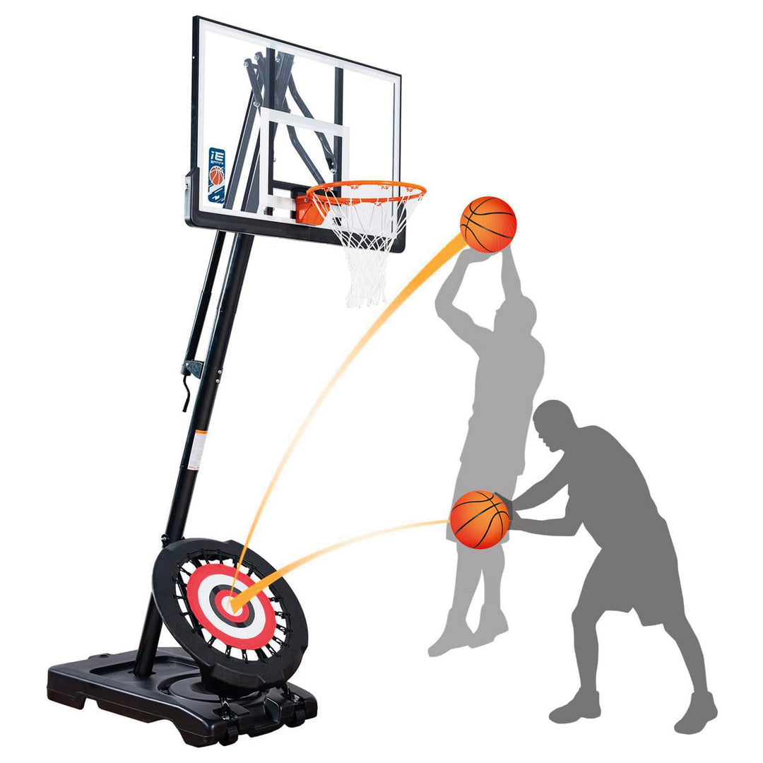 IE Sports Portable Basketball Hoop, Adjustable Height, 44" Backboard & Rebounder - VMInnovations