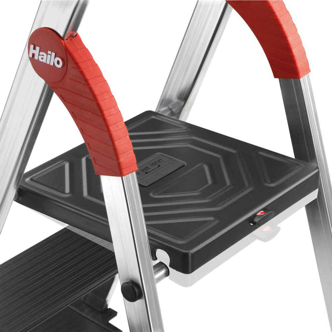 Hailo Folding 8 Step Non-Slip Ladder for Home & Kitchen, L100, Silver/Black - VMInnovations