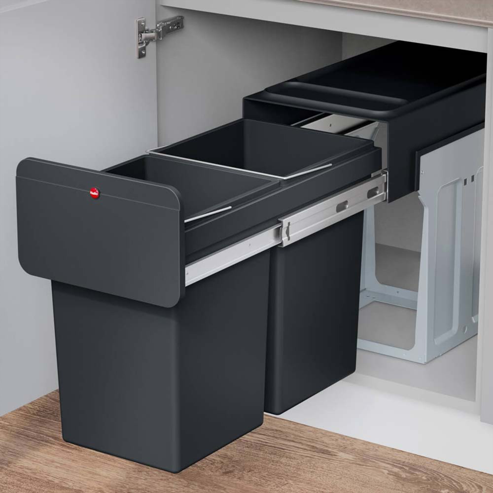 Hailo Kitchen Trash Can Dual 14L Waste Separation, EcoLine Design L (Open Box) - VMInnovations