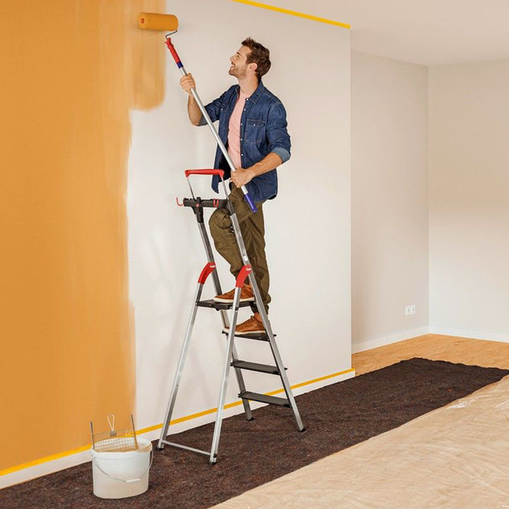 Hailo Folding 4 Step Non-Slip Ladder for Home & Kitchen, L100, Silver/Black - VMInnovations