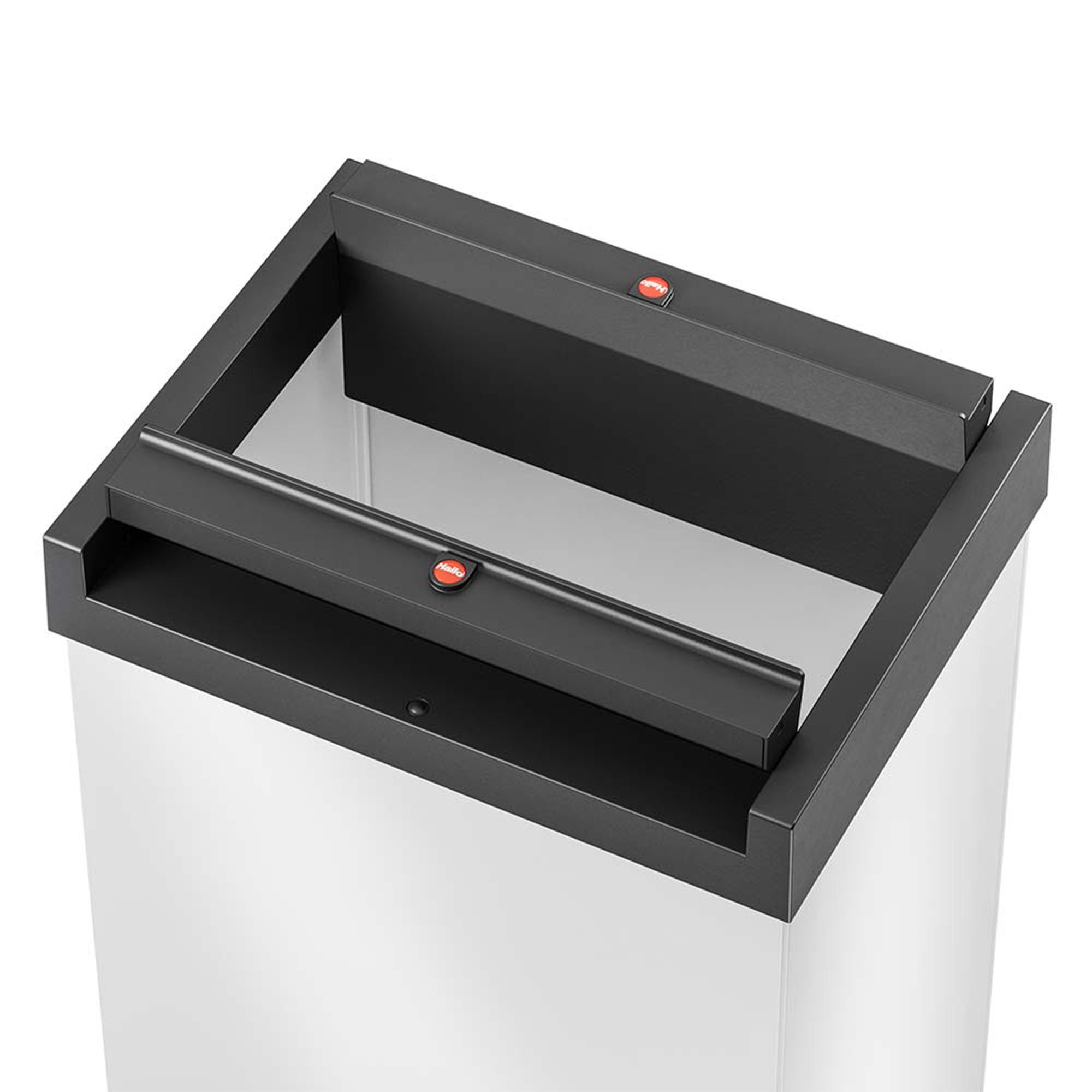 Hailo Swing Trash Bin, 9.2 Gal, Non-Slip Base, White w/Black Lid (Open Box) - VMInnovations