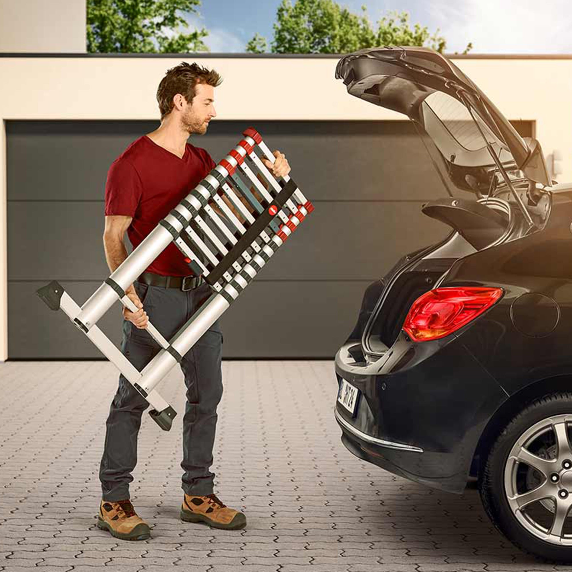 Hailo Height Adjustable Portable Compact Aluminum Telescoping Ladder (Used) - VMInnovations
