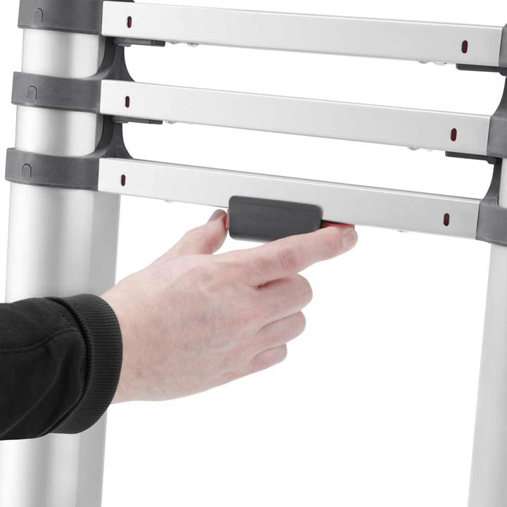 Hailo Height Adjustable Portable Compact Aluminum Telescoping Ladder, Red/Black - VMInnovations