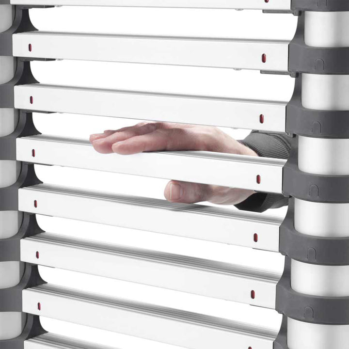 Hailo Height Adjustable Portable Compact Aluminum Telescoping Ladder, Red/Black - VMInnovations