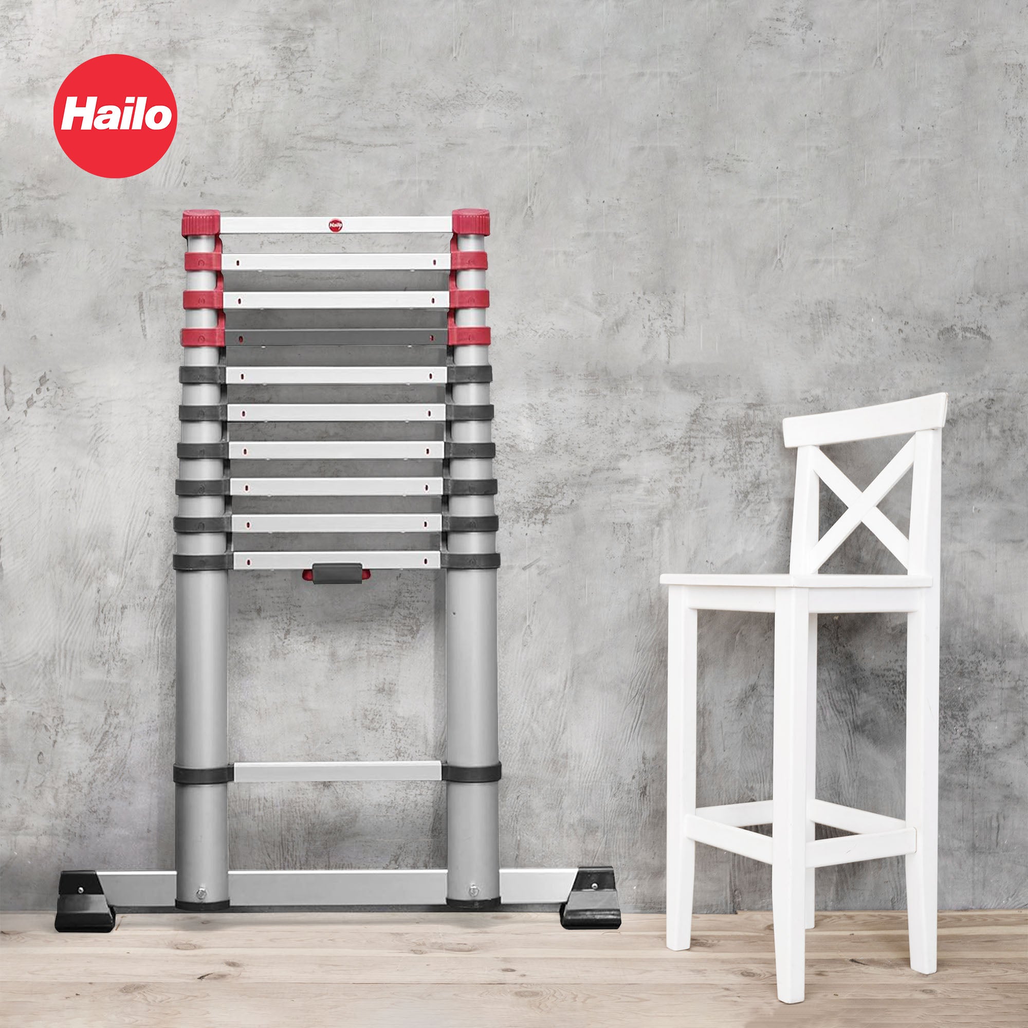 Hailo Height Adjustable Portable Compact Aluminum Telescoping Ladder (Used) - VMInnovations