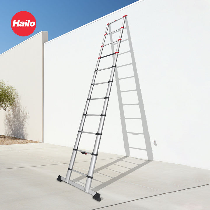 Hailo Height Adjustable Portable Compact Aluminum Telescoping Ladder, Red/Black - VMInnovations