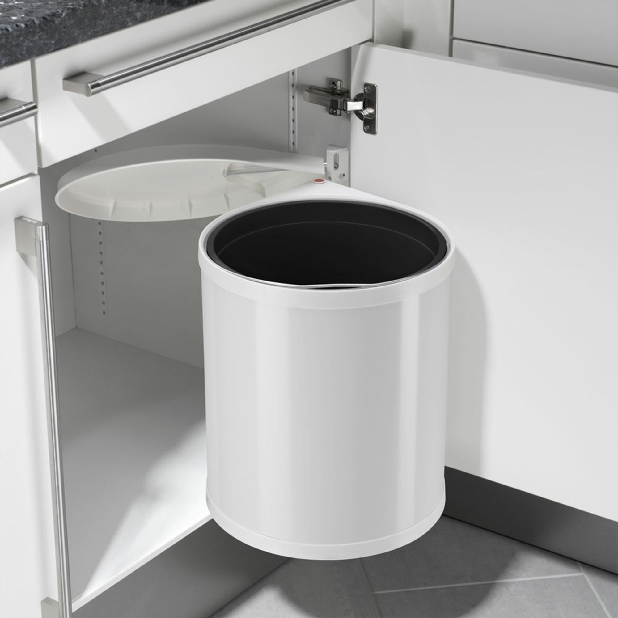 Hailo Compact-Box M Trash Can, 4 Gallon, Lid-Lift, Small Kitchen Bin, White - VMInnovations