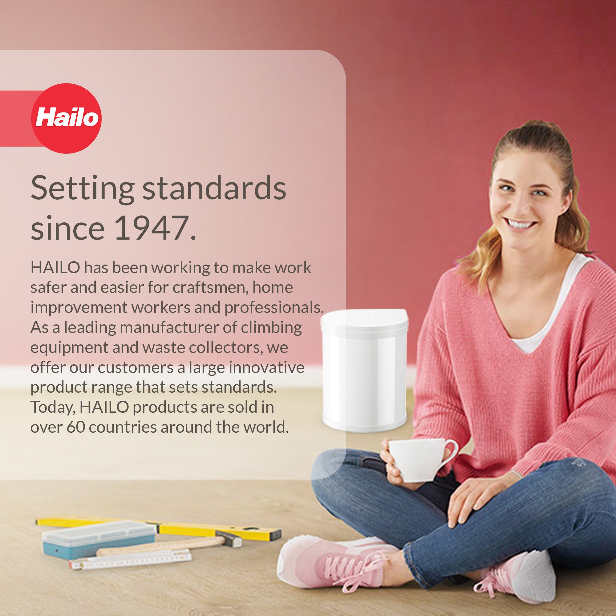 Hailo Compact-Box M Trash Can, 4 Gallon, Lid-Lift, Small Kitchen Bin, White - VMInnovations