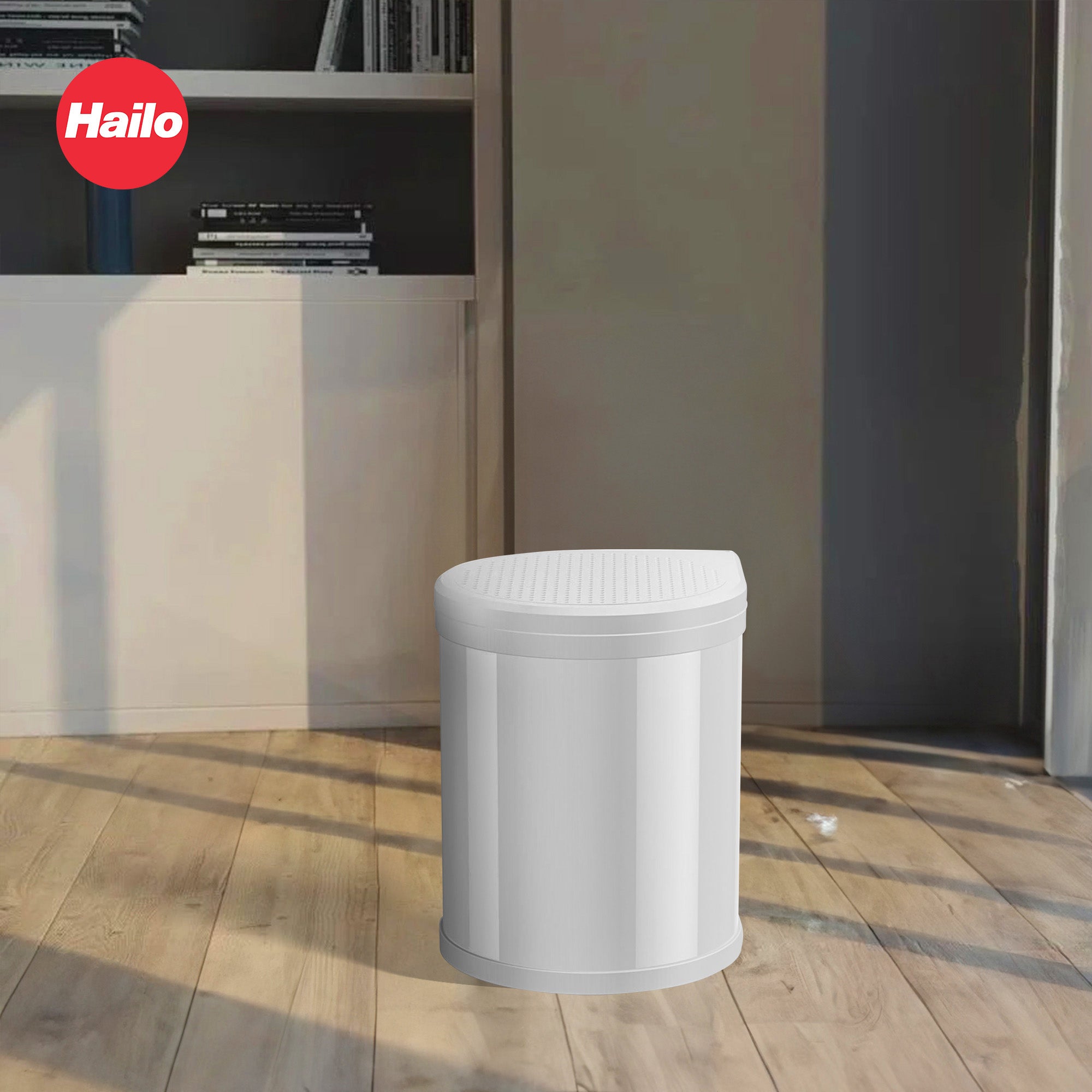 Hailo Compact-Box M Trash Can, 4 Gallon, Lid-Lift, Small Kitchen Bin, White - VMInnovations