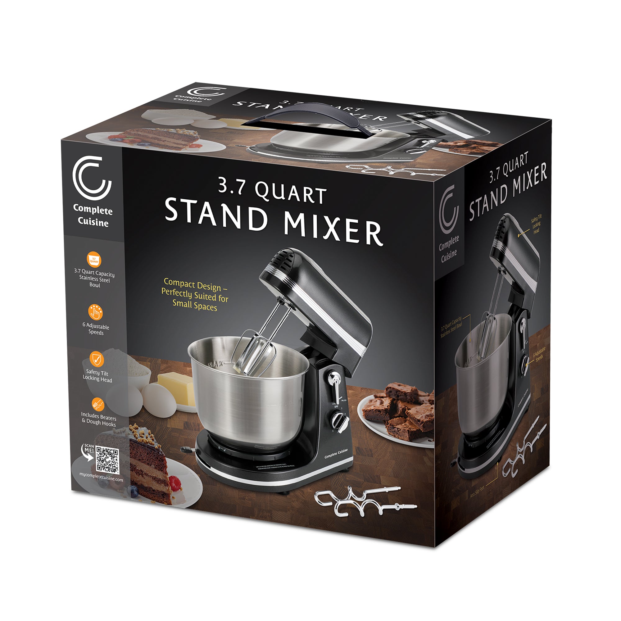 Complete Cuisine Tilt Head Stand Mixer w/ 3.7 Quart Stainless Steel Mixing Bowl - VMInnovations