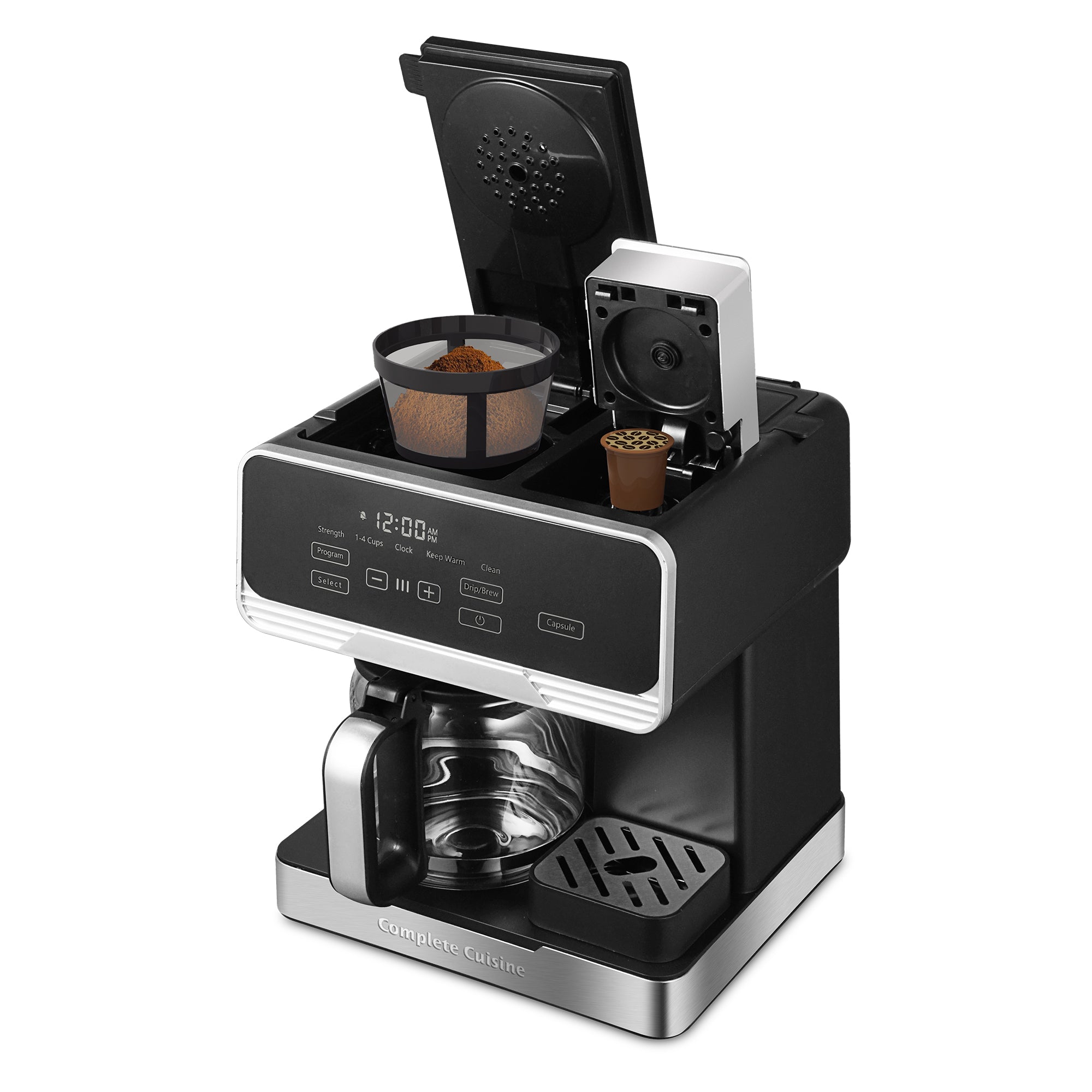 Complete Cuisine 2-in-1 Coffee Maker, 12-Cup Pot & Single-Serve Pod (Open Box) - VMInnovations